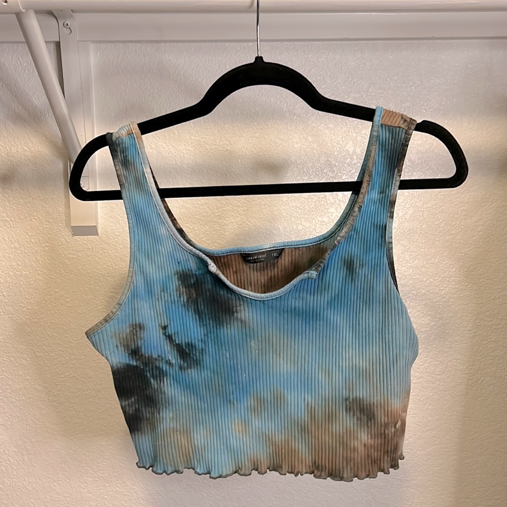 Blue tie dye plus size crop top